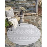 Carpet City In-& Outdoorteppich Santorini 411, 3D-Effekt, Boho-Optik", grau, H:5mm Ø:200cm, Polypropylen, Teppiche, Teppich, Wetterfest - UV-beständig für Terrasse, Flur,