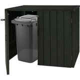 MCW 2er WPC-Mülltonnenverkleidung MCW-J28, Premium Mülltonnenbox, Metall Holzoptik, erweiterbar ~ anthrazit