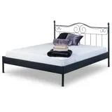 BedBox Metallbett Alessia, modernes Metallbett, pulverbeschichtetes Metall grau|schwarz 140 cm x 200 cm