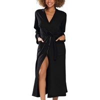 DKaren Women's Bademantel Damen Frottee ohne Kapuze Melisa Clothes, Schwarz, L - L