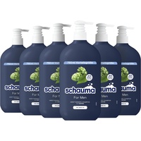 Schauma Schwarzkopf Shampoo For Men mit Hopfen, Kräftigendes Shampoo vom Ansatz an bis in die Spitzen, 6er Pack (6x 750 ml), vegane Formel, aus recyceltem Plastik