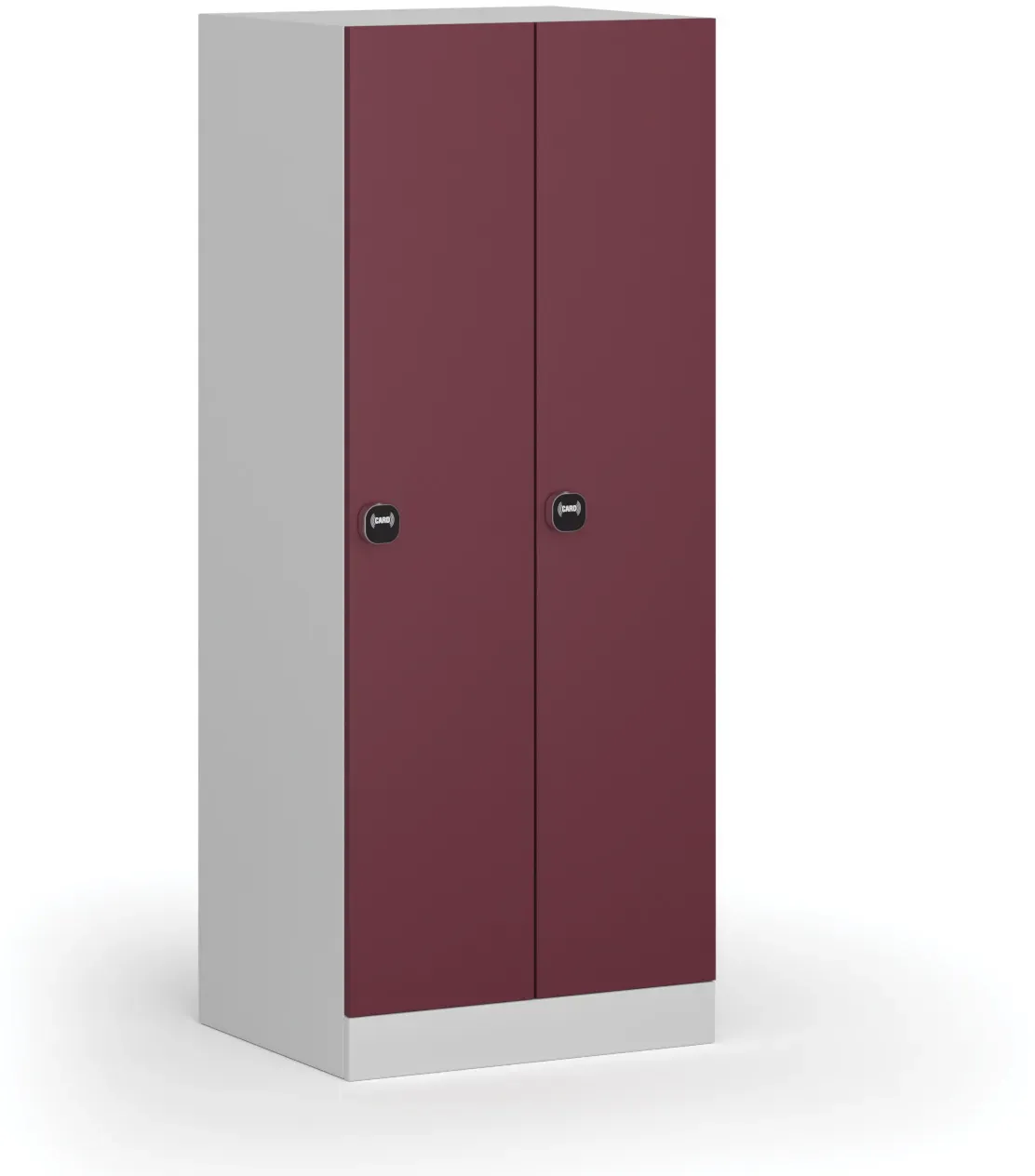 Metallspind S1, niedrig, 2 Abteile, 1500 x 600 x 500 mm, RFID-Schloss, rote Tür