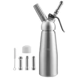 Clanmacy Sahnesyphon Sahnespender 500ml mit 3 Edelstahl Tüllen Sahnebereiter, Aluminium, (1-tlg)