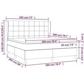 vidaXL Boxspringbett mit Matratze Schwarz 180x200 cm Stoff