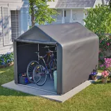 Fahrradgarage 160x220x165cm mit Rolltor, wasserdichtes PE, Gartenhäuschen für Fahrräder und Werkzeuge, Grau - Grau