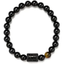 Armband FIRETTI "Schmuck Geschenk Armschmuck Armkette Edelstein Sternzeichen", schwarz (schwarz, schwarz, braun), Armbänder, Damen, Steinbock, Stein-Silikon, Stein, Silikon, Made in Germany - mit Onyx und Geburtsstein
