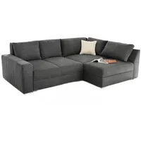 luma-home Federkern Ecksofa Schlafcouch L-Polsterecke Topper Bettkasten in Anthrazit Grau & Dunkelgrau