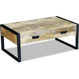 vidaXL Couchtisch mit 2 Schubladen Mangoholz Massiv 100x60x40 cm