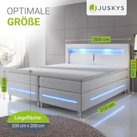 Juskys Boxspringbett Norfolk Weiß 200 x 200 cm