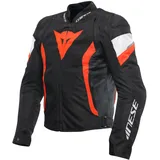 Dainese Avro 5 Tex Jacket, Stoff-Motorradjacke mit Schulterprotektoren, Mann, Schwarz/Fluo Rot/Weiß, 54