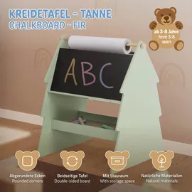 joyz Kreidetafel Kinder Tanne, 68x60x80 cm, Grün-Natur, Doppelseitig aus Holz