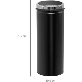 Homcom Sensor Mülleimer 50L, Automatischer Abfalleimer, Rostfreier Kücheneimer für Wohnzimmer, Büro, Edelstahl, Schwarz