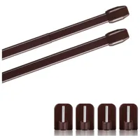 BestLivings Vitragestangen 2er Pack ausziehbar, 2 Gardinenstangen mit Selbstklebehaken - Befestigung ohne Bohren - (Farbe: Braun, Größe: 40-60cm)