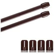 bc-agentur Bestlivings Vitragestange 2er-Pack, Ø 10 mm, 1-läufig, ausziehbar, mit Selbstklebehaken, geklebt, Edelstahl, für Küchen- & Bistrogardinen braun Ø 10 mm x 40 cm - 60 cm