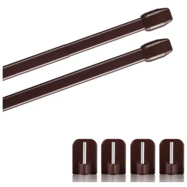 bc-agentur Bestlivings Vitragestange 2er-Pack, Ø 10 mm, 1-läufig, ausziehbar, mit Selbstklebehaken, geklebt, Edelstahl, für Küchen- & Bistrogardinen braun Ø 10 mm x 40 cm - 60 cm