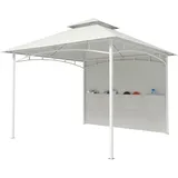 3x3 M Großer Metall-gartenpavillon Mit Vorhängen, Aufbewahrungstaschen Und Deckenhaken, Cremeweiß