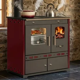 prometey ltd Küchenofen Holzherd ECO LUX INOX, Edelstahlbackfach, bordeaux, linke Version