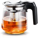 Yuragim Teekanne Glas mit Siebeinsatz, 1500 ml Teebereiter Glas Teekanne Hitzebeständig Tee Kanne Borosilicate Glaskanne Tea Maker Teebereiter für Heiße & Kalte Getränke Blühenden Tee Losen Blättertee