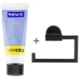 Wenko Toilettenpapierhalter Bosio inkl. Kleber, Edelstahl, Befestigen ohne Bohren, schwarz