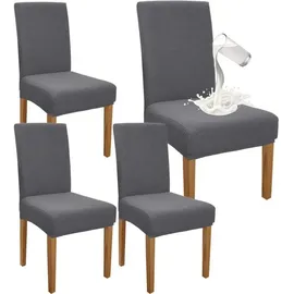 luxuskollektion Stuhlhusse Wasserdicht Stretch Hoher Rücken 4er Set Silber