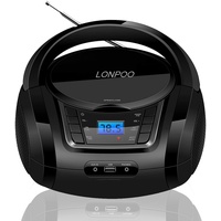 Tragbarer CD-Player für Kinder mit Bluetooth, UKW-Radio, USB Eingang & AUX & Kopfhöreranschluss, 2x2Watt RMS Stereo Boombox (LP-D03B)