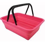 SAMMART 8L Zusammenklappbarer Korb mit Griff – Tragbarer Outdoor-Picknickkorb/Krater – Faltbare Einkaufstasche – Platzsparender Aufbewahrungsbehälter (Rosa)