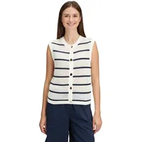 Betty & Co Strickjacke mit Lochmuster Blau/Weiß 44