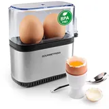 GOURMETmaxx Eierkocher Kompakt 2.0 + Eipicker Schwarz/Silber