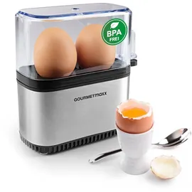 GOURMETmaxx Eierkocher Kompakt 2.0 + Eipicker Schwarz/Silber