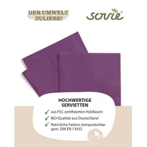 Mank Serviette in Aubergine aus Tissue, 3-lagig, 33 x 33 cm, 100 Stück,
