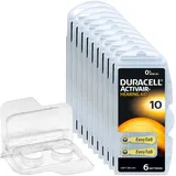 60 Duracell Activair Hörgerätebatterien PR70 gelb 10 + Transportbox f. 2 Zellen