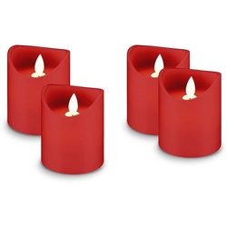 4er Set LED-Echtwachs-Kerzen in rot, Deko ideal für Advent, Adventskranz und Weihnachten