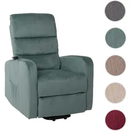 Mendler Fernsehsessel HWC-K62 Chenille 80 x 100 x 90 cm Blau-Grün elektrisch