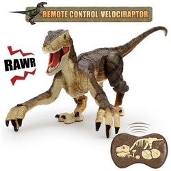 PENGBU RC Spielfigur Ferngesteuerter Dinosaurier Spielzeug, 2.4 GHz Roboter Spielzeug, (Set, Komplettset), Velociraptor Spielzeug mit Licht und Sound braun