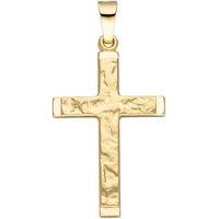 Schmuck Krone Kettenanhänger Anhänger Kreuz gehämmert 16x26,8mm aus 585 Gelbgold Goldkreuz Kreuzanhänger, Gold 585