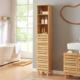 [en.casa] Epind Hochschrank 180 x 33 x 30 cm Beige Bambus