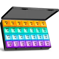Tablettenbox Monat 28 Tage Pillendose, Medikamentenbox mit 7 Fächer für 4 Wochen für Wöchentlicher Vitamin-Organizer, Nahrungsergänzungsmittel, Fischöl (Farbenfroh)