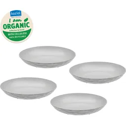 Suppenteller KOZIOL "CLUB PLATE", grau, B:22cm H:3,5cm L:22cm, Kunststoff, Speiseteller, 100% recycelbar,CO2 neutrale Produktion, Kunststoff, Ø 22 cm