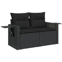 vidaXL 6-tlg. Garten-Sofagarnitur mit Kissen Schwarz Poly Rattan