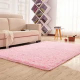 XUEDNGM Waschbarer Teppich Shaggy Teppich 190 x 240 cm Flauschig, Weich, Pflegeleicht, Anti-Rutsch, Waschbar Hochflor Waschbarer Teppich rutschfest Fellteppich für Wohnzimmer, Schlafzimmer, Rosa