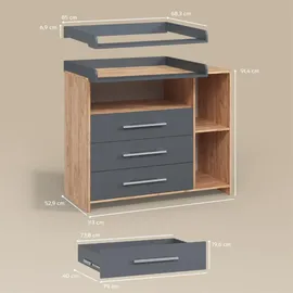 livinity® Wickelkommode Torino 113 x 100 cm Anthrazit/Sonoma