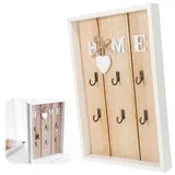 Aililong Wandschlüsselhalter für zu Hause, Schlüsselanhänger an der Wand, Schlüssel an die Wand hängen, Tasten anhängen, Schlüsselbrett Holz Vintage Weiß mit 6 Haken und Home Aufschrift.