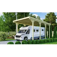 Karibu Carport 384 x 588 cm grau kesseldruckimprägniert inkl. H-Pfostenanker