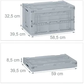 Relaxdays Transportbox 58,5 x 39,5 x 32,5 cm 1-tlg. grau