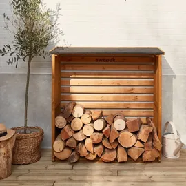 sweeek Kaminholzregal Holz 120 x 45 x 120 cm Beige