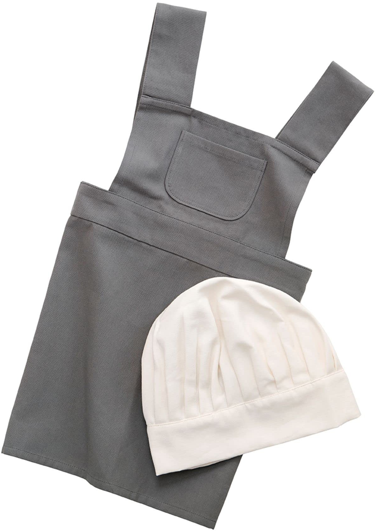 Sebra Kinderschürze und Kochmütze in elephant grey/classic white one size ab 1 Jahr 100% Baumwolle