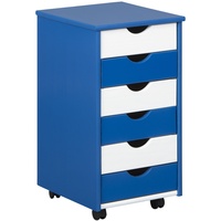 Interlink Rollcontainer Beppo blau weiß, lackiert, 6 Schubladen, 65x36x40 cm)