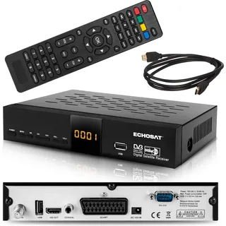 Echosat OM-20900M – HD Sat-Receiver (DVB-S/DVB-S2, USB Mediaplayer, Scart, HDMI, 4-stelliges Display, EPG, 2 × USB) – Schwarz