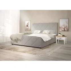 Boxbett INOSIGN "Mona", grün (falcon), B:164cm L:215cm, Massivholz, Spanplatte, Polyester, Komplettbetten, Boxspringbett, mit 4 Schubladen