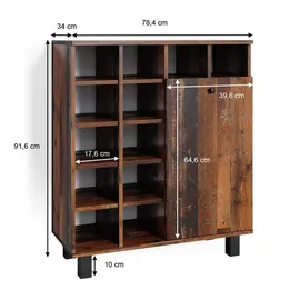 Vicco Wäscheschrank Badezimmerschrank Badschrank Fynn Eiche rustikal, 78.4 x 91.6 cm